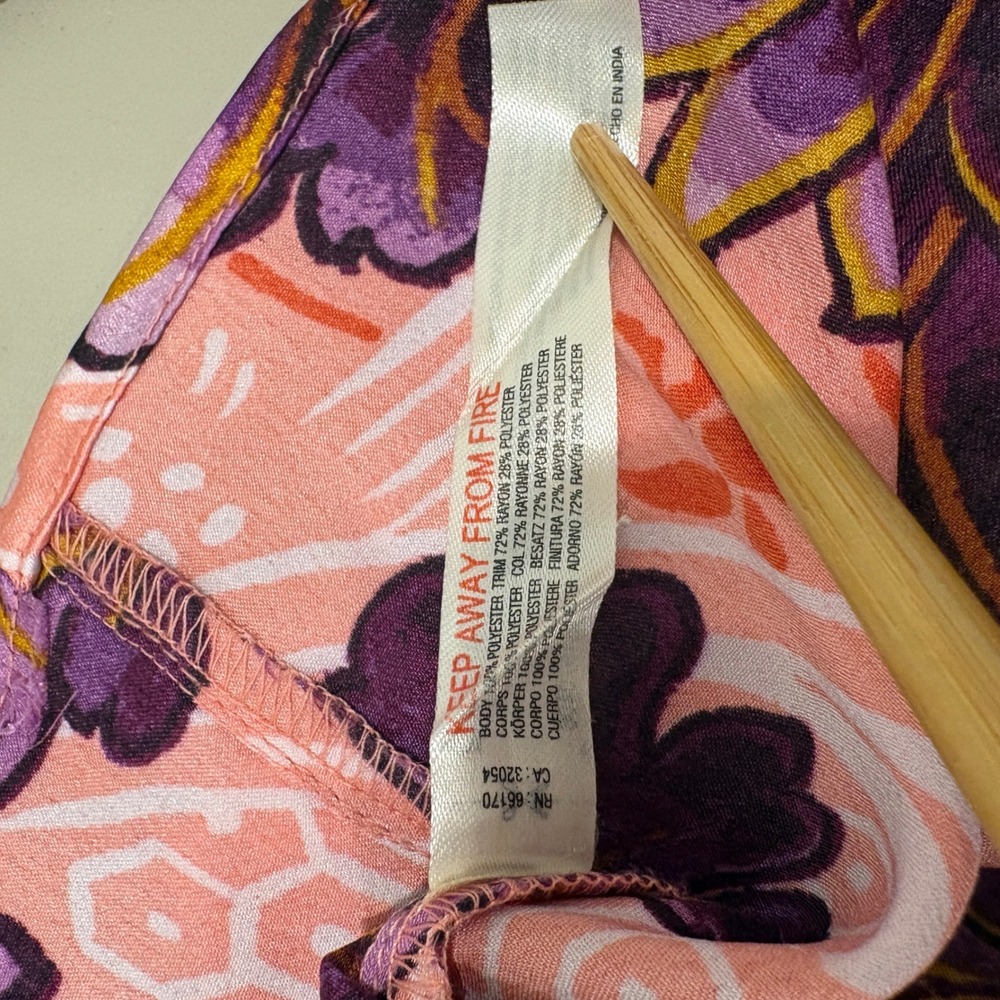 Anthropologie Sleep Top Womens XS Purple Floral Velvet Satin Pajama Shirt EUC - Picture 7 of 7